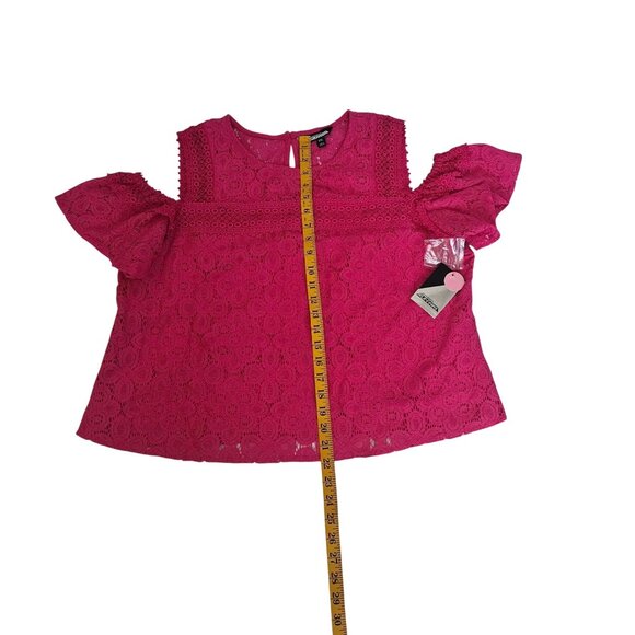 Project Runway Lively Pink Lace Overlay Cold Shoulder Top Women's Size XXL, NWT - Picture 11 of 11